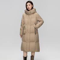 雪中飞 【时尚连帽长款】女式羽绒服宽松廓形经典百搭冬季户外保暖显瘦