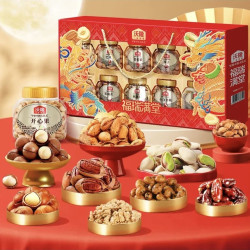 沃隆 高端坚果礼盒 福瑞满堂 10罐装1680g