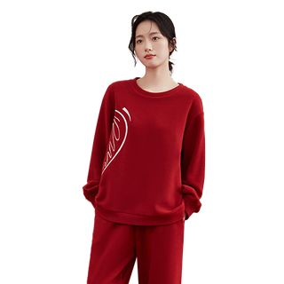顶瓜瓜爱心嫁衣软糯摇粒绒红色女士长袖家居服毛茸茸睡衣喜庆 红色 L (165)