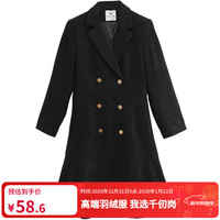 千仞岗(CHERICOM)千仞岗赫本风休闲版春秋款西装领中长款风衣女士通勤外套S263325Y A魔力黑88005