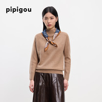 皮皮狗秋冬半高领小蝙蝠袖宽松加厚女羊绒衫套头百搭毛衣 140驼色 纱米色 M 100
