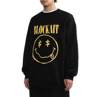 double-park it集团旗下 BLOCKAIT款宽松圆领卫衣春季新时尚趣味上衣