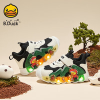 B.Duck【5折】B.Duck小黄鸭童鞋男童春季亮灯儿童运动鞋女童网面透 黑米绿 24 码脚长14.0-14.5cm 24 码 适合脚长14.4-14.9cm