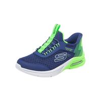 Skechers斯凯奇自营儿童风豹闪穿跑鞋网面运动懒人一脚蹬休闲鞋405310L 海军蓝色/柠檬色/NVLM 36
