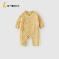 童泰 婴儿连体衣秋冬纯棉保暖新生儿衣服宝宝蝴蝶哈衣满月服黄色59cm