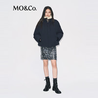 MO&Co.半身裙2025冬精工珠片叠绣中腰膝上直筒裙短裙摇滚MBE4SKT017 银色 S