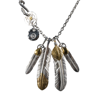 凡丘 Goro's高桥吾郎羽毛项链镶18K金吊坠 925银阿乐肖战明星同款套链 白富美同款