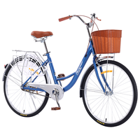 永久自行车成人通勤车单速车女式学生代步城市单车复古轻便变速载人 复古黄 26寸（适合身高155CM-175CM）