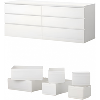 宜家(IKEA)MALM马尔姆卧室家用斗柜收纳柜床边柜抽屉柜简约杂物柜 六屉柜横向白色+盒6件套*2 其他