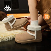 卡帕 女鞋加绒棉鞋女2025冬季厚底保暖二棉鞋子女防滑加厚雪地靴女 灰卡其 38