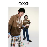 GXG男装中阔印花重磅连帽卫衣24年秋复古10D1310965G