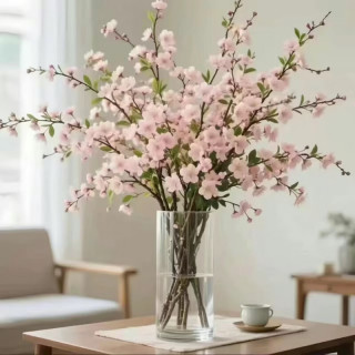 优跃 梅花干枝粉色带花苞  18枝 50-65cm