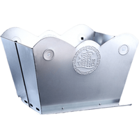 七宝莲 不锈钢烧宝桶烧金桶烧经桶家用元宝炉化宝桶折叠 银色镀锌化宝炉+托盘