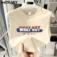 IMCRASY 港风潮流男女纯棉背心夏季白色百搭青年运动无袖背心