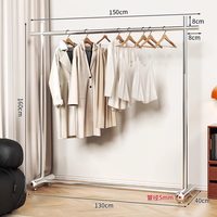 晾衣架服装展示架不锈钢材质落地家用室内可移动简易杆阳台衣帽架