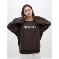 范思蓝恩23FS14587韩系休闲慵懒感卫衣秋冬宽松圆领字母外套 可可色 XL