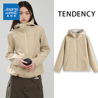 真维斯（Jeanswest）外套女装软壳三防加绒保暖夹克2026秋冬潮流户外运动上衣服GX 卡其#纯色 S