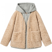 飞鸟和新酒假两件带帽外套女保暖2024冬季小个子休闲毛毛外套 驼色HCJ02 S