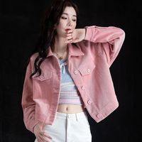 矜持范灯芯绒牛仔外套女秋季新款2025休闲夹克女装短款条绒小个子纯色上