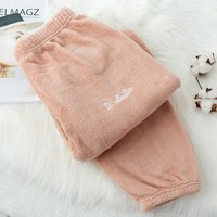 高个子珊瑚绒加长睡裤保暖裤男女秋冬季暖暖家居裤子超长加绒加厚 LIII
