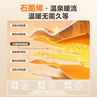 苏泊尔石墨烯水暖毯水暖电热毯双人电褥子水电分离安全恒温除螨速热取暖水循环电热毯 燕麦奶白石墨烯智能遥控款 【无电无辐射】2*1.8米
