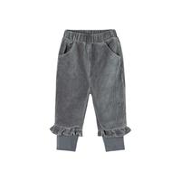 贝贝怡女童裤女宝宝春秋冬保暖休闲长裤纯色天鹅绒裤宝宝洋气休闲潮裤 灰色 12个月/身高80cm