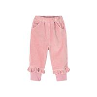 贝贝怡女童裤女宝宝春秋冬保暖休闲长裤纯色天鹅绒裤宝宝洋气休闲潮裤 粉红 5岁/身高120cm