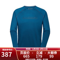 MAMMUT Selun系列男女款运动服饰 1016-01440-男款T恤-50550-深冰蓝色-FL Longsleeve Logo L