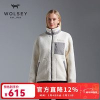 WOLSEY 仿羊羔绒抓绒衣加绒加厚保暖户外运动休闲登山外套秋冬男女 香槟白色 L 175
