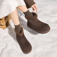 西遇(Westlink)厚底毛毛雪地靴女年冬季新款一脚蹬棉鞋子保暖勃肯短靴