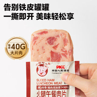 小猪呵呵火腿午餐肉片装90%猪肉高蛋白泡面方便面螺蛳粉三明治开袋即食 火腿午餐肉片40克*8片