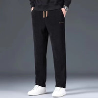 柯诗曼秋冬季加绒加厚男士休闲裤宽松潮流百搭长裤垂感修身男士休闲裤 黑色常规【刺绣】 XL 115-125斤