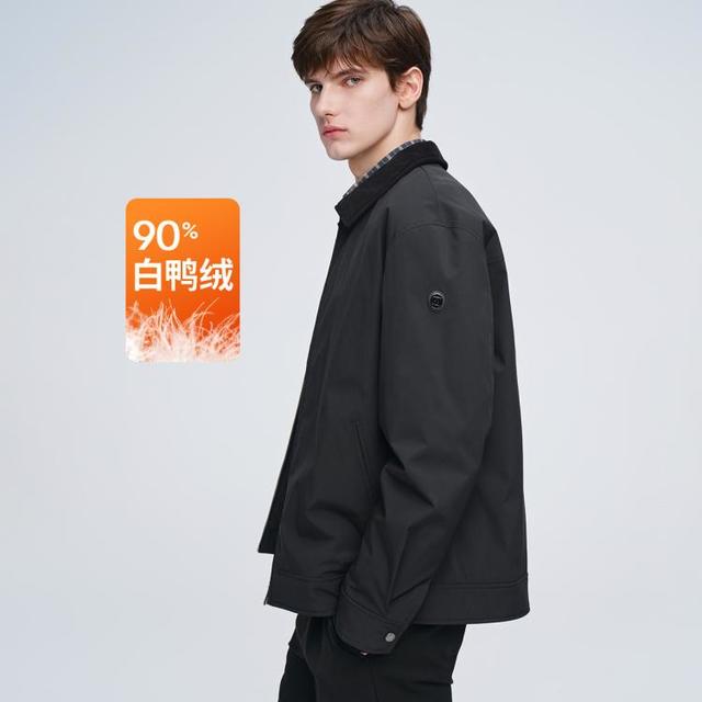 GIOVANNI VALENTINO 25年秋冬新款巴恩风翻领保暖夹克羽绒服外套