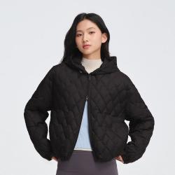 波司登 秋冬宽松休闲菱形绗线连帽短款保暖羽绒服外套