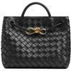 BOTTEGA VENETA葆蝶家女士ANDIAMO小号手提包bv包 黑色金扣 均码
