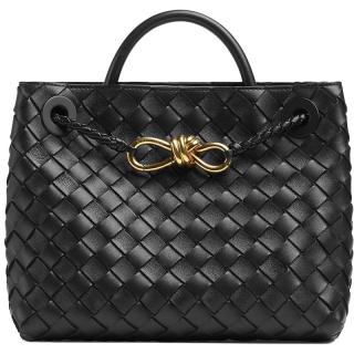 BOTTEGA VENETA葆蝶家女士ANDIAMO小号手提包bv包 黑色金扣 均码