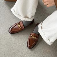 玖熙 头层牛皮女单鞋深口圆头粗跟2026年春秋款高级简约乐福鞋