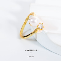 天使之泪 珍珠戒指女小众轻奢设计开口戒扁圆6-7mm扁圆开口戒指