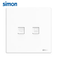 西蒙（SIMON）西蒙开关插座i3air哑光白超薄款86型五孔面板奶油风 电脑+电话插座（5类/6类适用）