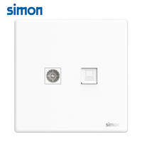 西蒙（SIMON）西蒙开关插座i3air哑光白超薄款86型五孔面板奶油风  电脑+电视插座（5类/6类适用）