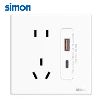 西蒙（SIMON）西蒙开关插座i3air哑光白超薄款86型五孔面板奶油风 五孔带TYPE A+C插座