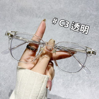 Erilles韩版黑框眼镜架男女素颜防蓝光眼镜框可配近视度数 亮黑框 161非球面镜片