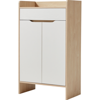 林氏家居林氏木业北欧白色家用门口薄玄关鞋柜储物简易大容量斗柜子JF1N 【胡桃木色+白色】JS1N-B(0.8M) 组装