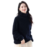 【京东直采】26新年羊绒羊毛拉毛针织衫女柔软无缝高领毛衣 海蓝 均码