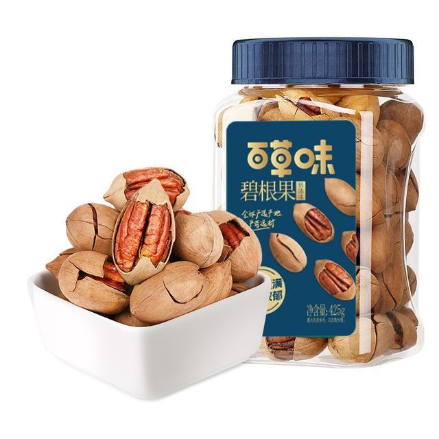 百草味 碧根果罐装425g奶油味薄壳易剥坚果干果休闲零食家庭大罐装