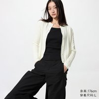 优衣库 女装纽花圆领针织开衫/毛衣毛衫外套488123