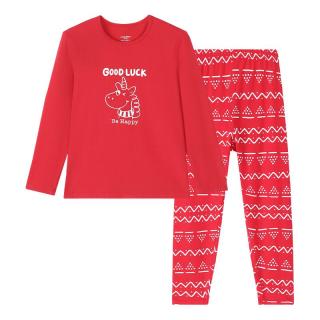 久岁伴 儿童保暖内衣套装新年大红色本命年男女童秋衣秋裤 红色 160 /身高150-162体重90-105斤