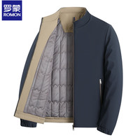 罗蒙 保暖立领夹克男外套2025冬季加绒加棉商务休闲男士茄克衫爸爸上衣 藏青加棉 XL