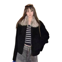 西遇（Westlink）毛毛领纯色短款外套女2025年冬季新款加厚保暖韩系宽松上衣