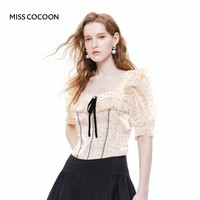 可可尼cocoon花边鱼骨蝴蝶结衬衫女2025秋季洋气波点缎面衬衣
